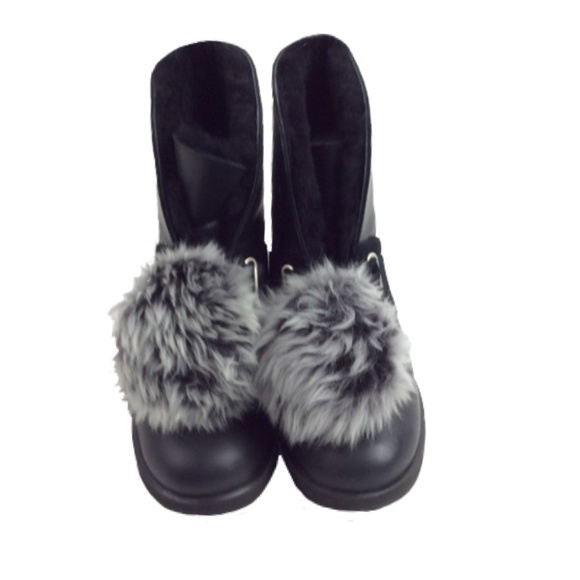 UGG Isley Black Waterproof Leather Pom Pom Boots, Size 6 - Picture 6 of 15